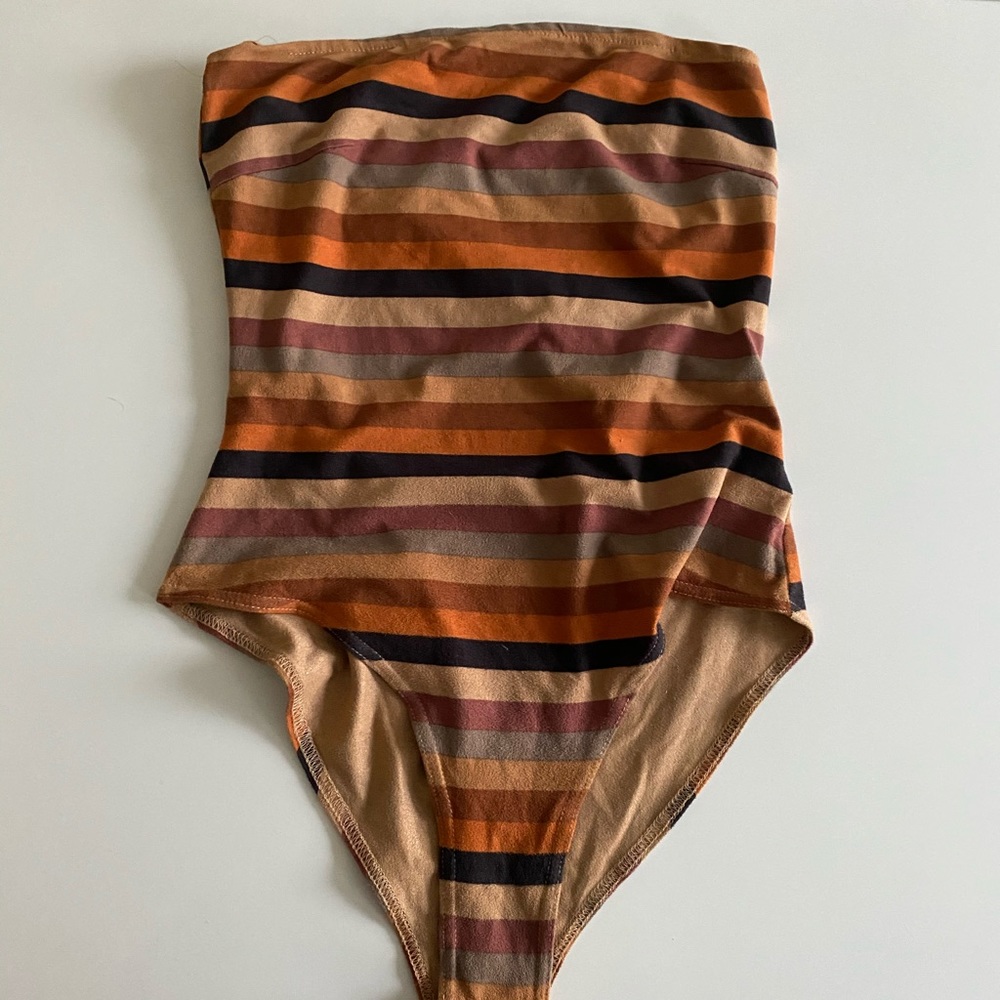 Wild Honey Striped suede bodysuit